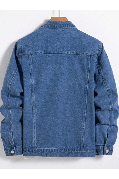 Unisex Slim Fit Denim Kot Ceket Mavi Unisex Slim Fit Denim Kot Ceket Mavi