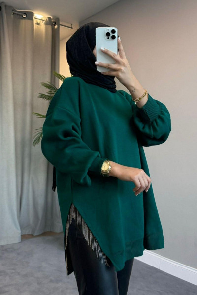 Yarı Zincirli Triko Kazak Yarı Zincirli Triko Kazak