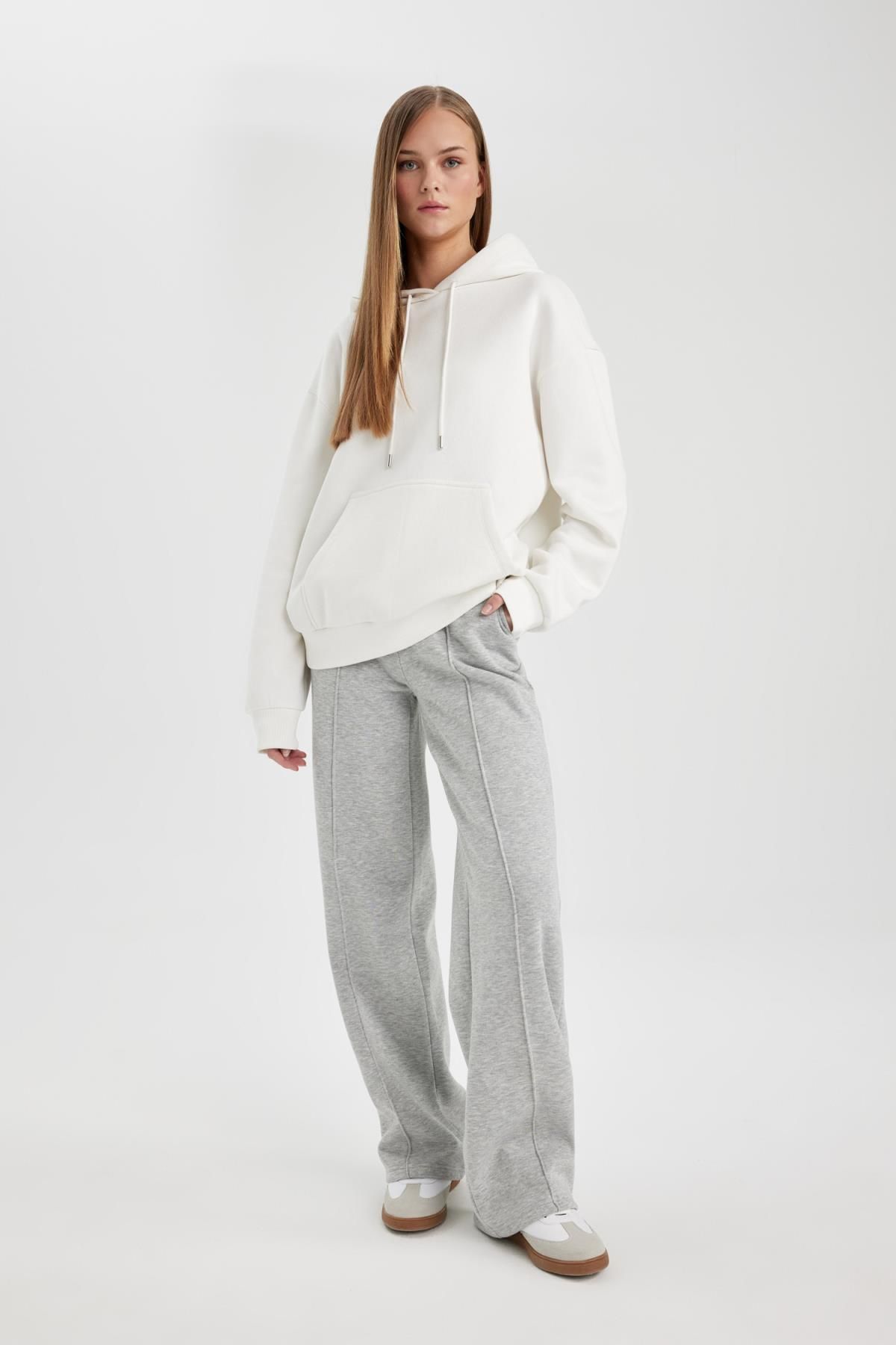 Straight Fit Cepli Uzun Boy Kalın Kumaş Eşofman Altı A0954ax24sm