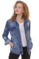 Lazer Yırtıklı ve Klasik Yakalı Uzun Kollu Cepli Klasik Kadın Kot Ceket Koyu Mavi Denim Dört Mevsim Lazer Yırtıklı ve Klasik Yakalı Uzun Kollu Cepli Klasik Kadın Kot Ceket Koyu Mavi Denim Dört Mevsim