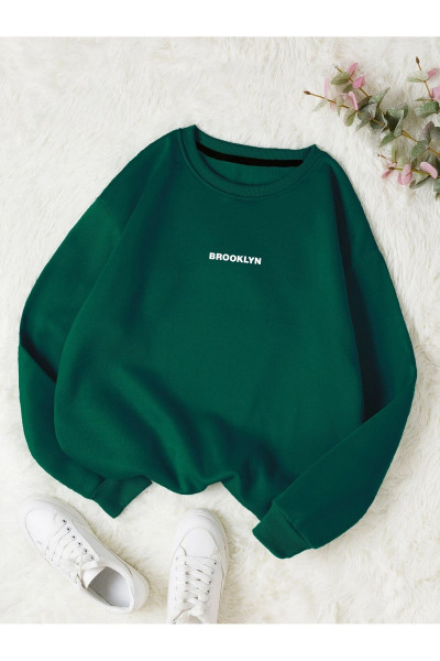 Unisex Kadın/Erkek Brooklyn Özel Renkli Oversize Bisiklet Yaka Pamuklu Sweatshirt Unisex Kadın/Erkek Brooklyn Özel Renkli Oversize Bisiklet Yaka Pamuklu Sweatshirt