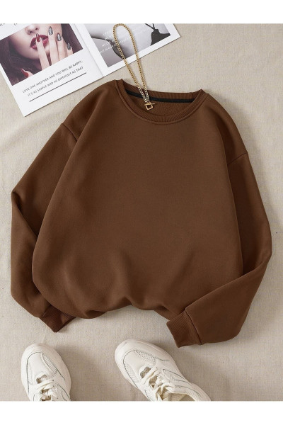 Unisex Düz Renkli Oversize Bisiklet Yaka Pamuklu Sweatshirt Unisex Düz Renkli Oversize Bisiklet Yaka Pamuklu Sweatshirt