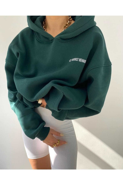 Wrst Baskılı Unisex Nefti Oversize 3 iplik Kapüşonlu Sweatshirt Wrst Baskılı Unisex Nefti Oversize 3 iplik Kapüşonlu Sweatshirt