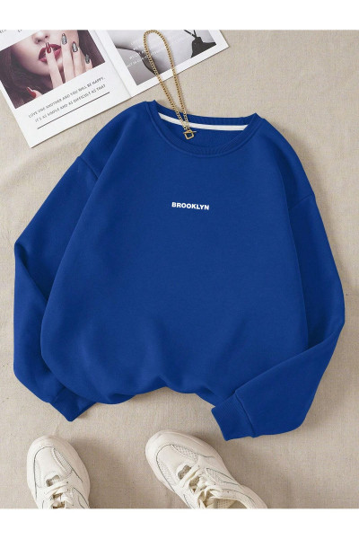 Unisex Kadın/Erkek Brooklyn Özel Renkli Oversize Bisiklet Yaka Pamuklu Sweatshirt Unisex Kadın/Erkek Brooklyn Özel Renkli Oversize Bisiklet Yaka Pamuklu Sweatshirt