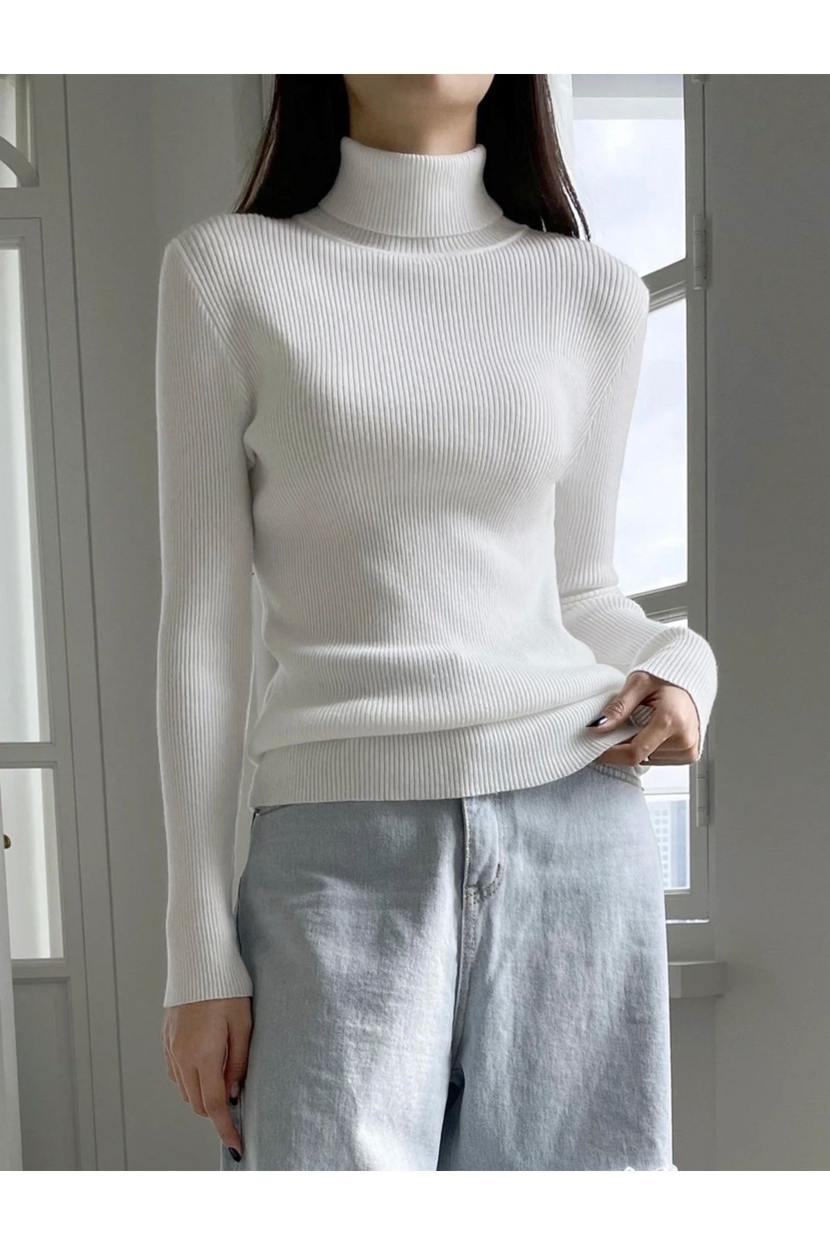 Unisex Kırık Beyaz Premium Pamuklu Balıkçı Yaka Kaşkorse Şardonlu Slimfit Boğazlı Kazak Unisex Kırık Beyaz Premium Pamuklu Balıkçı Yaka Kaşkorse Şardonlu Slimfit Boğazlı Kazak