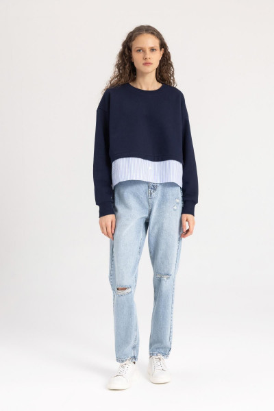 Relax Fit Bisiklet Yaka Kalın Sweatshirt C1285ax24sp