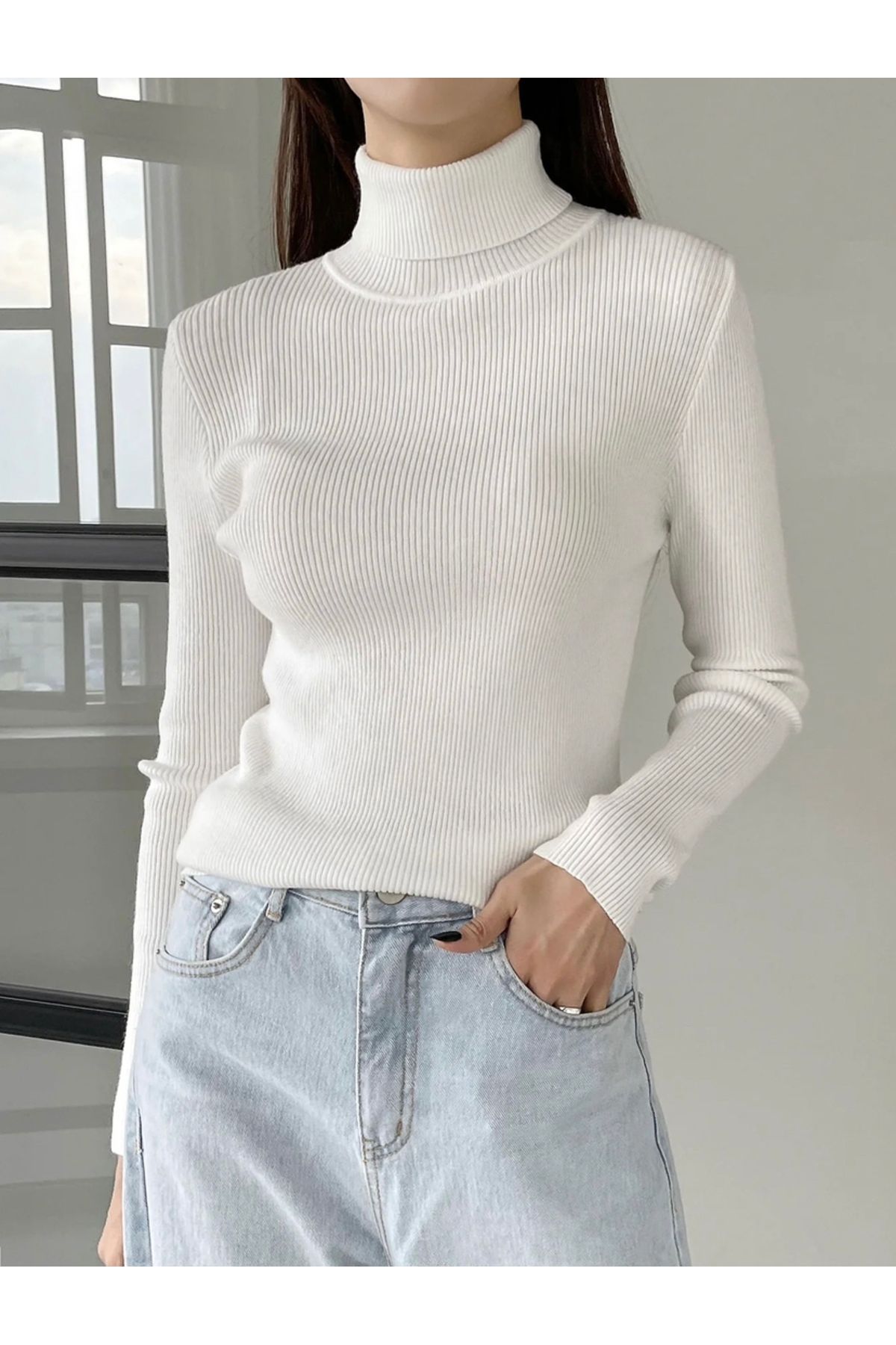 Unisex Kırık Beyaz Premium Pamuklu Balıkçı Yaka Kaşkorse Şardonlu Slimfit Boğazlı Kazak Unisex Kırık Beyaz Premium Pamuklu Balıkçı Yaka Kaşkorse Şardonlu Slimfit Boğazlı Kazak