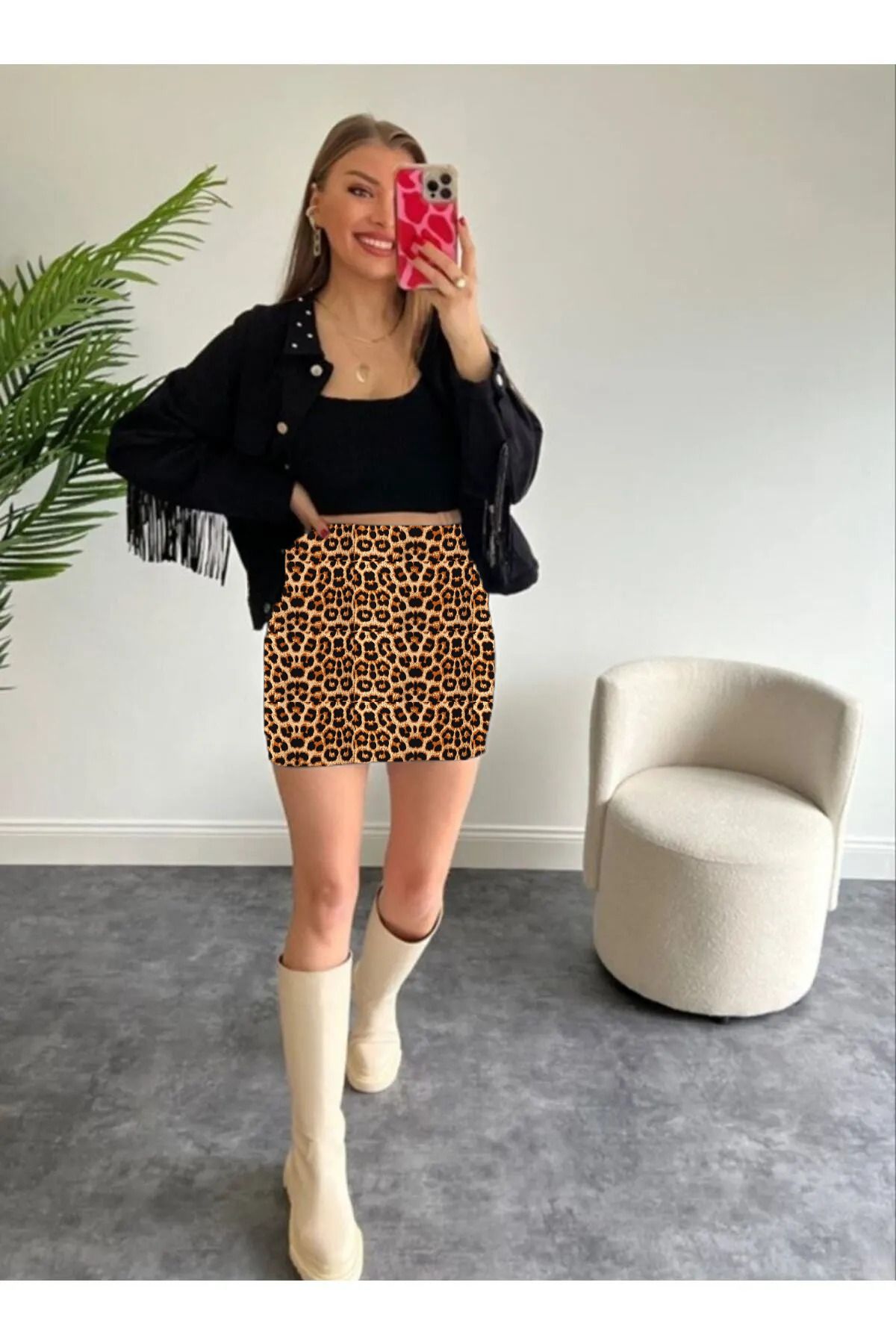 Leopar Dar Mini Etek Leopar Dar Mini Etek
