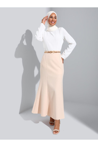 Klasik Kumaş Etek - Vanilya -