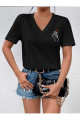 V Yaka El/Kalp Baskılı Oversize T-shirt Salaş Boyfirend V Yaka El/Kalp Baskılı Oversize T-shirt Salaş Boyfirend