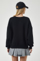 Kadın Siyah Yıldız İşlemeli Şardonlu Örme Sweatshirt UB00237 Kadın Siyah Yıldız İşlemeli Şardonlu Örme Sweatshirt UB00237