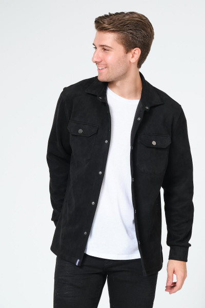 Siyah Erkek Süet Gömlek Tişört Üstü Kalın Gömlek Siyah Erkek Süet Gömlek Tişört Üstü Kalın Gömlek