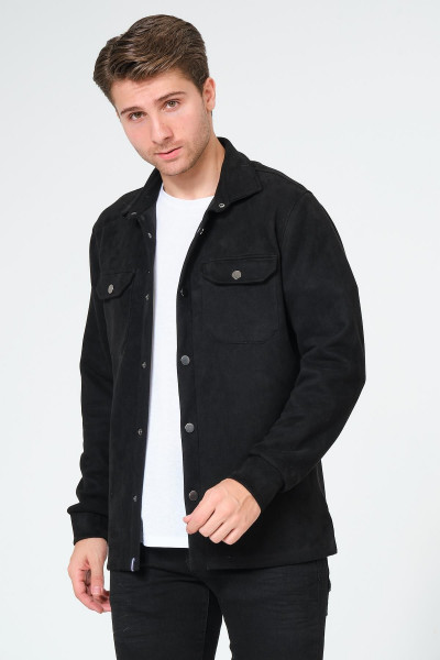 Siyah Erkek Süet Gömlek Tişört Üstü Kalın Gömlek Siyah Erkek Süet Gömlek Tişört Üstü Kalın Gömlek