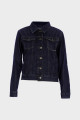 Koyu Mavi Crop Fit Patı Düğmeli Jean Ceket C 4538-194 Koyu Mavi Crop Fit Patı Düğmeli Jean Ceket C 4538-194