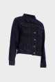 Koyu Mavi Crop Fit Patı Düğmeli Jean Ceket C 4538-194 Koyu Mavi Crop Fit Patı Düğmeli Jean Ceket C 4538-194