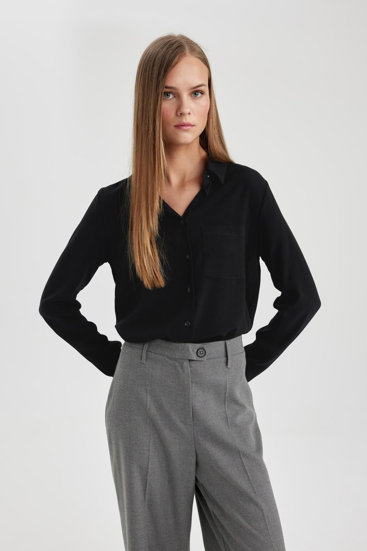 Regular Fit Basic Uzun Kollu Gömlek W3614az24sp Regular Fit Basic Uzun Kollu Gömlek W3614az24sp