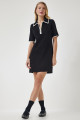 Kadın Siyah Fermuarlı Polo Yaka Triko Elbise DP00200 Kadın Siyah Fermuarlı Polo Yaka Triko Elbise DP00200