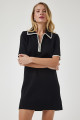 Kadın Siyah Fermuarlı Polo Yaka Triko Elbise DP00200 Kadın Siyah Fermuarlı Polo Yaka Triko Elbise DP00200