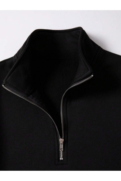 siyah dik yakalı fermuarlı oversize unisex sweatshirt siyah dik yakalı fermuarlı oversize unisex sweatshirt