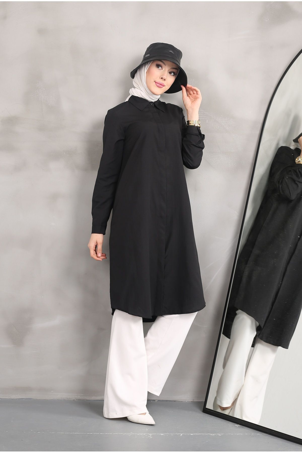 Uzun Gömlek Tunik Poplin Kumaş Uzun Gömlek Tunik Poplin Kumaş