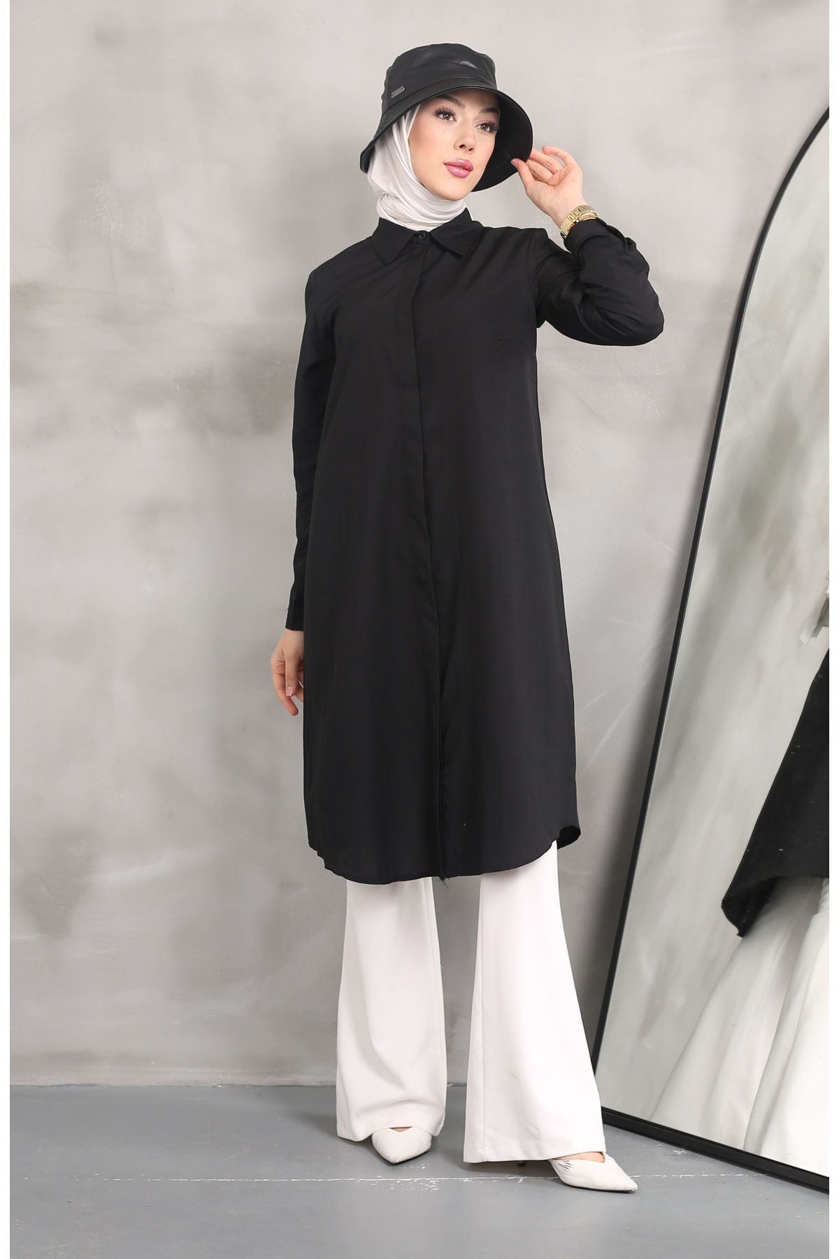 Uzun Gömlek Tunik Poplin Kumaş Uzun Gömlek Tunik Poplin Kumaş