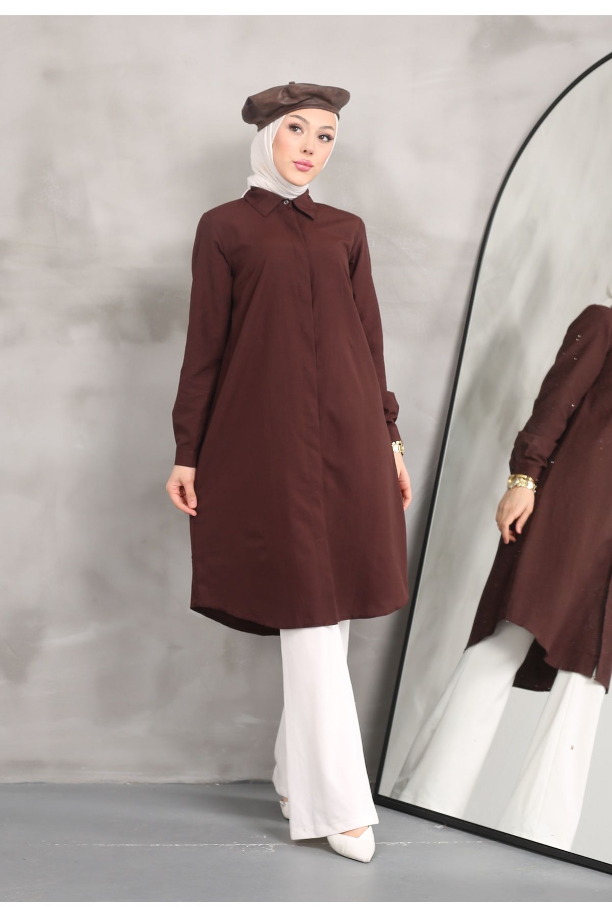 Uzun Gömlek Tunik Poplin Kumaş Uzun Gömlek Tunik Poplin Kumaş
