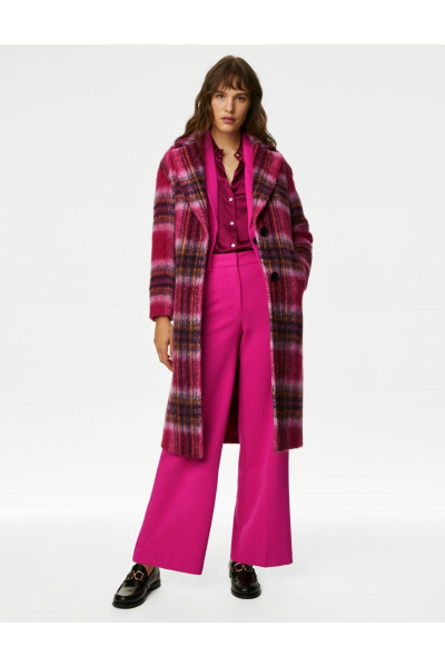 Relaxed Fit Ekose Desenli Yün Kaban Relaxed Fit Ekose Desenli Yün Kaban