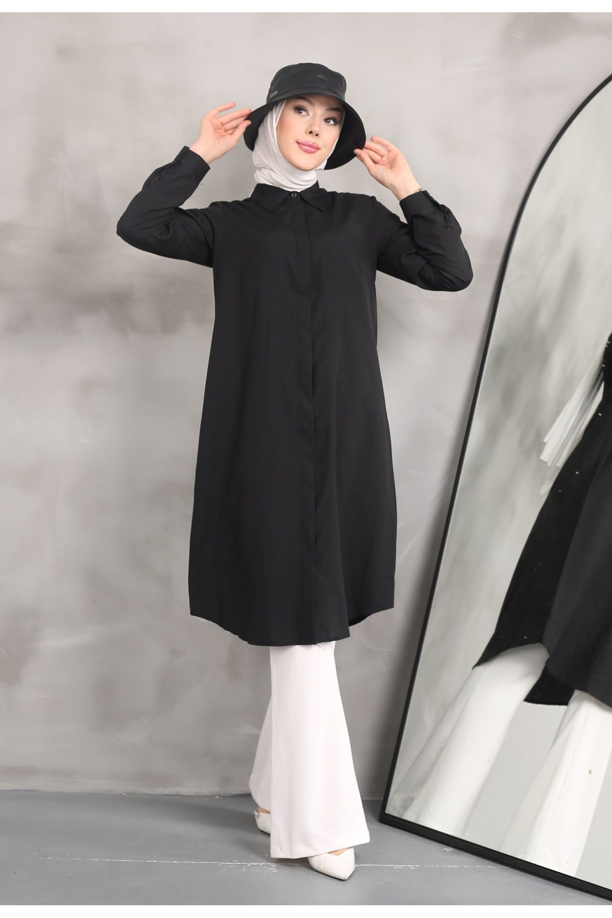 Uzun Gömlek Tunik Poplin Kumaş Uzun Gömlek Tunik Poplin Kumaş
