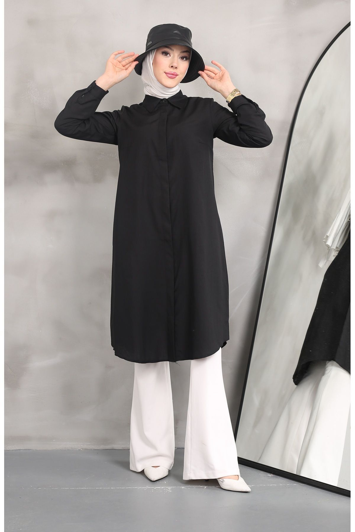 Uzun Gömlek Tunik Poplin Kumaş Uzun Gömlek Tunik Poplin Kumaş