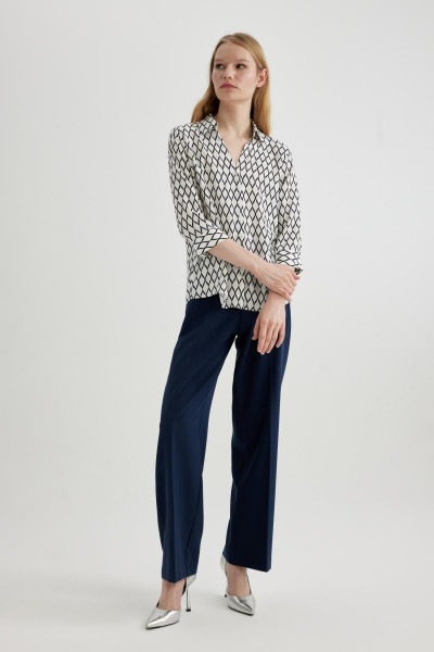 Regular Fit Uzun Kollu Desenli Gömlek K6402az24sp