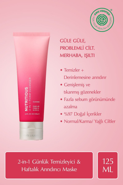 Nutritious 2-in-1 Yüz Temizleme Köpüğü & Maske, Gözenekler, Yağ Kontrolü, Doğal İçerikler - 125ml Nutritious 2-in-1 Yüz Temizleme Köpüğü & Maske, Gözenekler, Yağ Kontrolü, Doğal İçerikler - 125ml