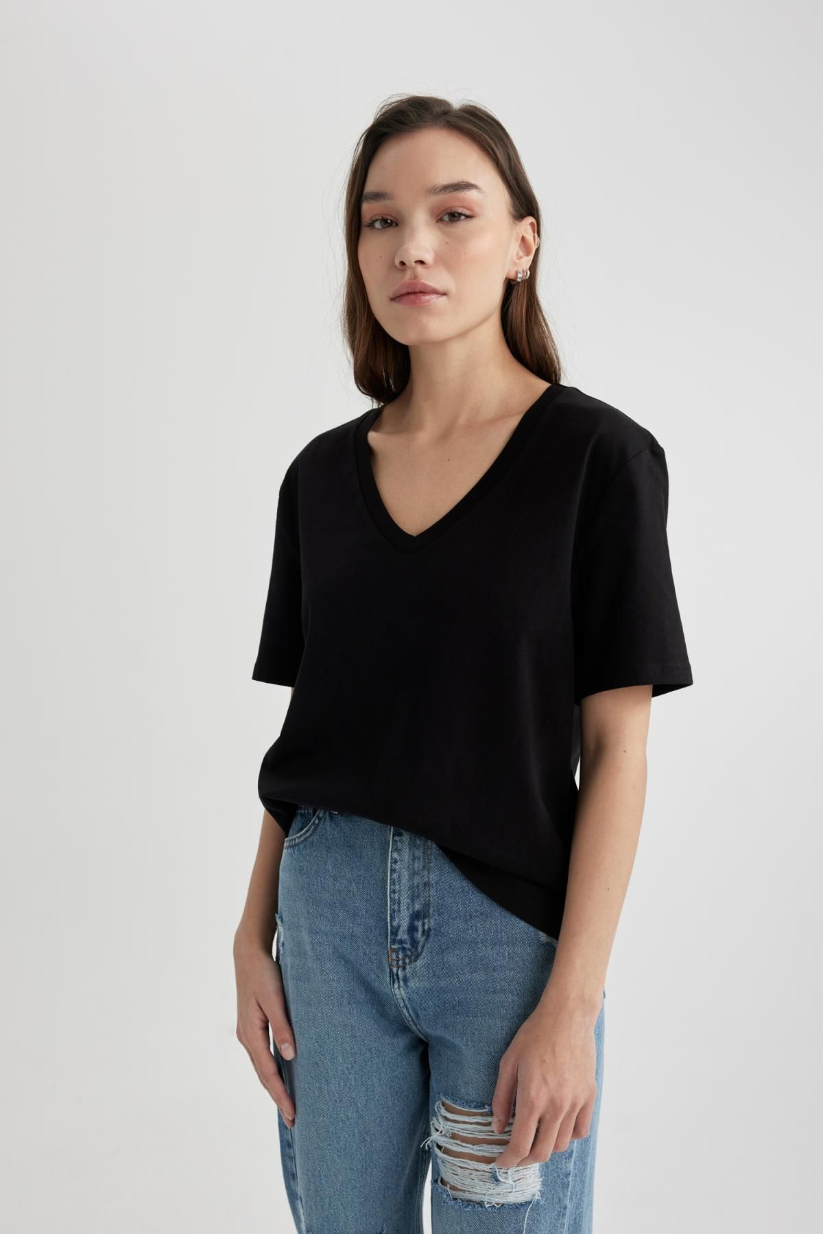Regular Fit V Yaka Pamuklu Basic Kısa Kollu Tişört M9545az24sp Regular Fit V Yaka Pamuklu Basic Kısa Kollu Tişört M9545az24sp