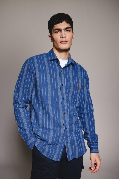 Regular Fit Cep Detaylı Çizgili Krep Uzun Kollu Gömlek B5277ax23wn Regular Fit Cep Detaylı Çizgili Krep Uzun Kollu Gömlek B5277ax23wn