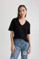 Regular Fit V Yaka Pamuklu Basic Kısa Kollu Tişört M9545az24sp Regular Fit V Yaka Pamuklu Basic Kısa Kollu Tişört M9545az24sp