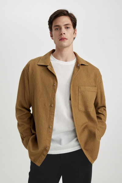 Oversize Fit Geniş Kalıp Polo Yaka Pamuklu Uzun Kollu Gömlek C2841ax24sp Oversize Fit Geniş Kalıp Polo Yaka Pamuklu Uzun Kollu Gömlek C2841ax24sp
