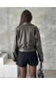 Yeni Sezon Oversize Yeşil Biker Suni Deri Ceket Yeni Sezon Oversize Yeşil Biker Suni Deri Ceket