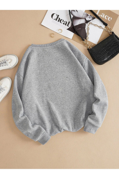 Unisex Ön Göğüs Brooklyn Baskılı Oversize Sweatshirt
