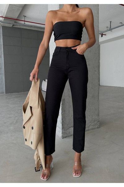 Mom Kot Pantolon Esnek Slim Fit Standart Bel Cepli Pamuklu - Mom Jeans Mom Kot Pantolon Esnek Slim Fit Standart Bel Cepli Pamuklu - Mom Jeans