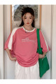 Leisure Future Parçalı Süprem T-Shirt - Pembe Beyaz Oversize Bisiklet Yaka Kısa Kol Tişört Leisure Future Parçalı Süprem T-Shirt - Pembe Beyaz Oversize Bisiklet Yaka Kısa Kol Tişört