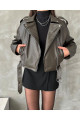 Yeni Sezon Oversize Yeşil Biker Suni Deri Ceket Yeni Sezon Oversize Yeşil Biker Suni Deri Ceket