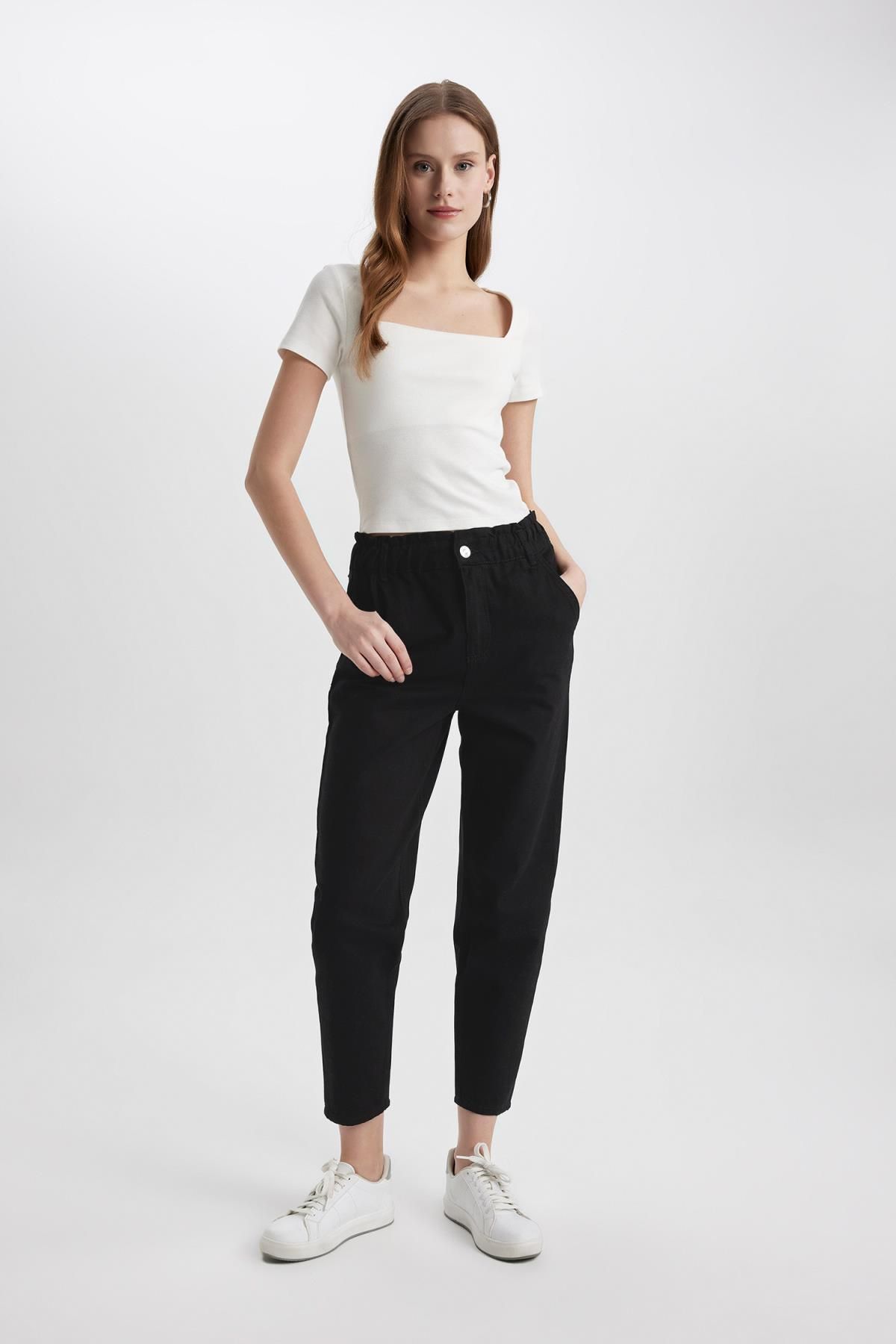 Paperbag Gabardin Pantolon Yüksek Bel Cepli Basic Düz Standart Paça S2790az24sm Paperbag Gabardin Pantolon Yüksek Bel Cepli Basic Düz Standart Paça S2790az24sm