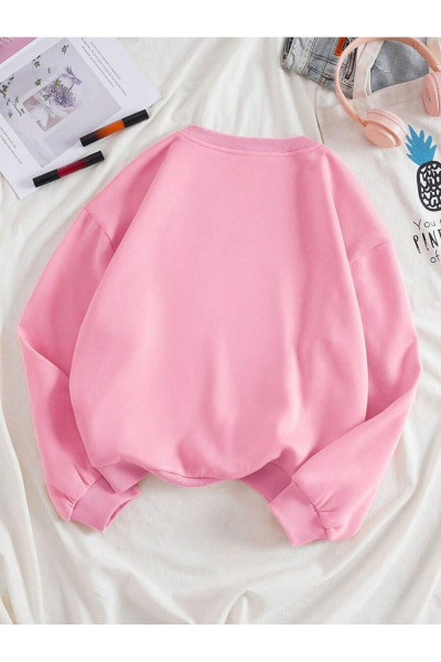 Kırmızı Minimal Kalp Sweatshirt - Pembe Baskılı Oversize Kalın Kışlık Bisiklet Yaka Kırmızı Minimal Kalp Sweatshirt - Pembe Baskılı Oversize Kalın Kışlık Bisiklet Yaka