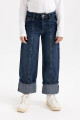 Kız Çocuk Wide Leg Katlamalı Paça Jean Pantolon B2684a823wn Kız Çocuk Wide Leg Katlamalı Paça Jean Pantolon B2684a823wn