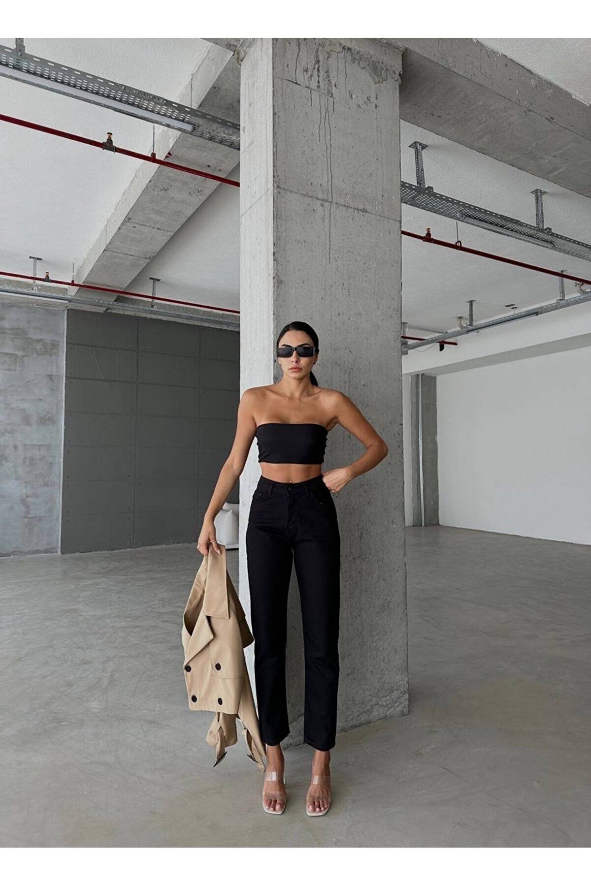 Mom Kot Pantolon Esnek Slim Fit Standart Bel Cepli Pamuklu - Mom Jeans Mom Kot Pantolon Esnek Slim Fit Standart Bel Cepli Pamuklu - Mom Jeans