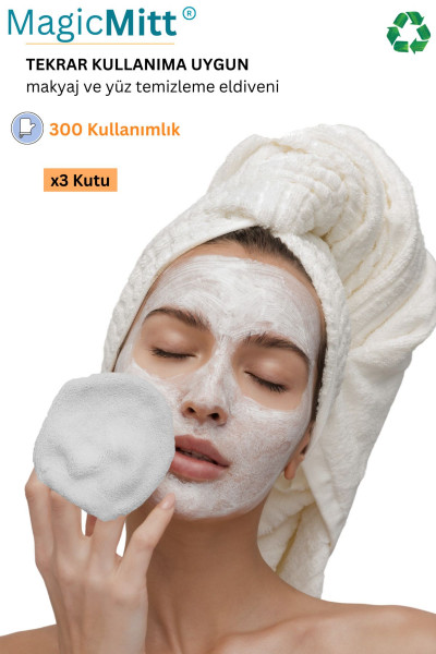 300 Kullanımlık Mikrofiber Makyaj Ve Yüz Temizleme Eldiveni - 3'lü 300 Kullanımlık Mikrofiber Makyaj Ve Yüz Temizleme Eldiveni - 3'lü