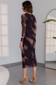 Kahve Kailey Tül Drape Detay Maxi Elbise