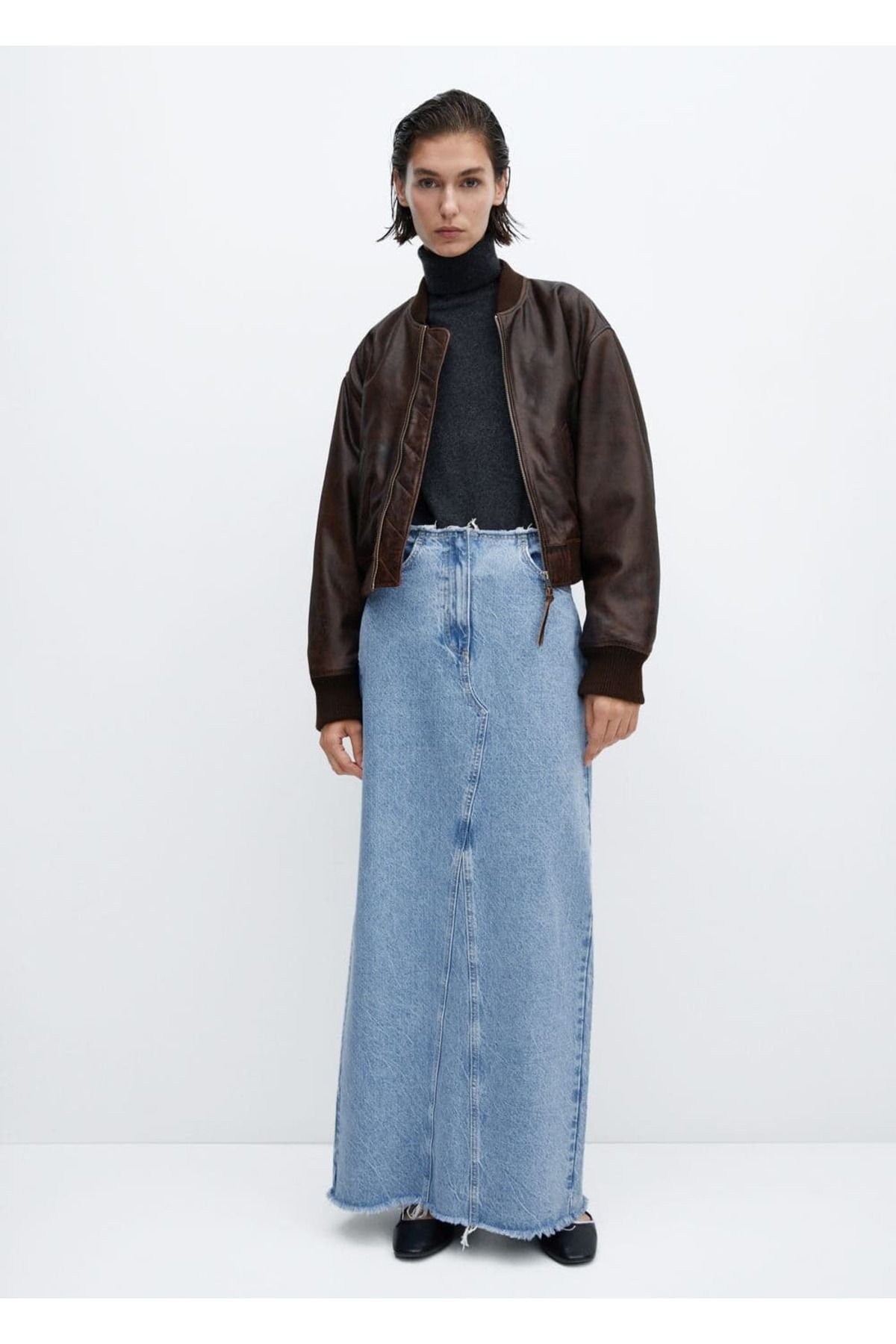 Uzun Denim Etek