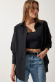 Kadın Siyah Oversize Uzun Basic Gömlek DD00842 Kadın Siyah Oversize Uzun Basic Gömlek DD00842