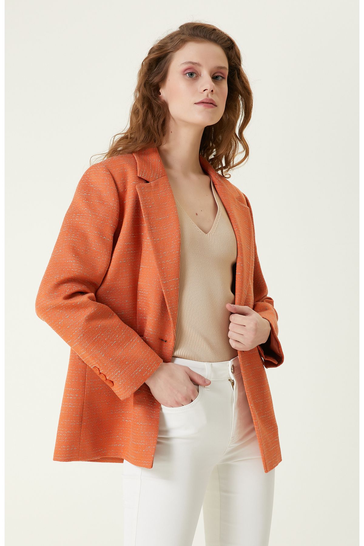 Turuncu Tweed Blazer Turuncu Tweed Blazer