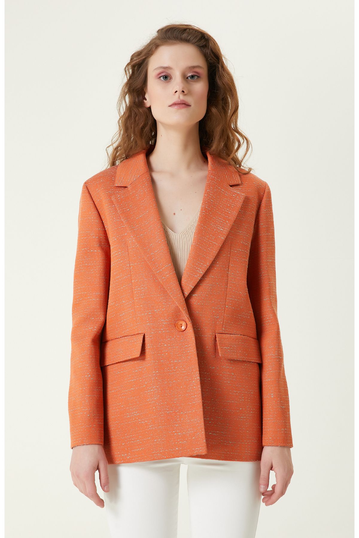 Turuncu Tweed Blazer Turuncu Tweed Blazer